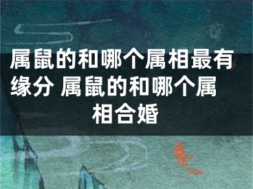 属鼠的和哪个属相最有缘分 属鼠的和哪个属相合婚
