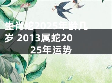 生肖蛇2025年龄几岁 2013属蛇2025年运势