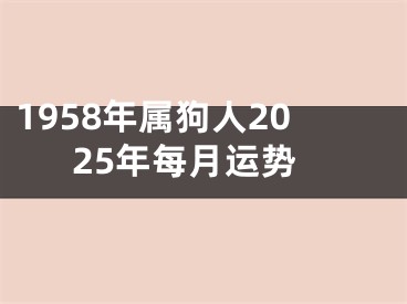 1958年属狗人2025年每月运势