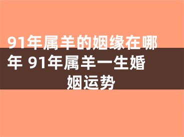 91年属羊的姻缘在哪年 91年属羊一生婚姻运势