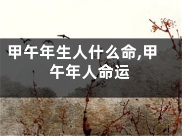 甲午年生人什么命,甲午年人命运