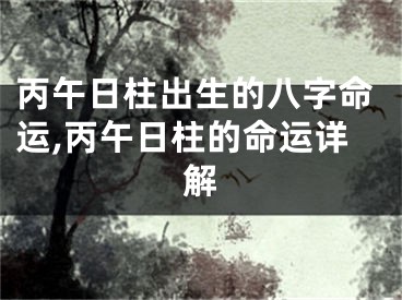 丙午日柱出生的八字命运,丙午日柱的命运详解