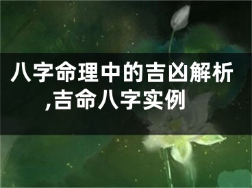 八字命理中的吉凶解析,吉命八字实例