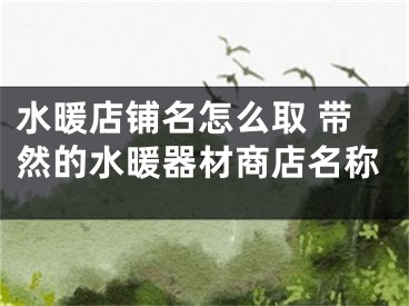 水暖店铺名怎么取 带然的水暖器材商店名称