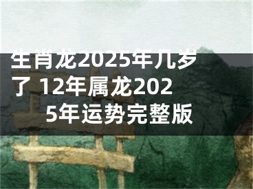 生肖龙2025年几岁了 12年属龙2025年运势完整版