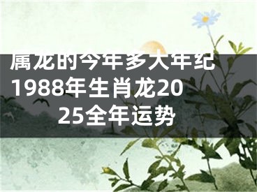 属龙的今年多大年纪 1988年生肖龙2025全年运势
