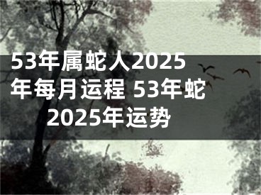 53年属蛇人2025年每月运程 53年蛇2025年运势