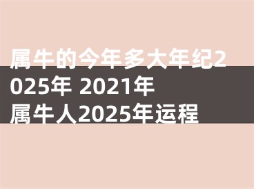 属牛的今年多大年纪2025年 2021年属牛人2025年运程
