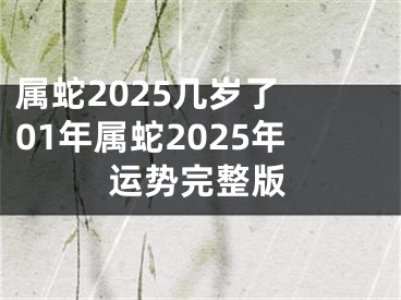 属蛇2025几岁了 01年属蛇2025年运势完整版