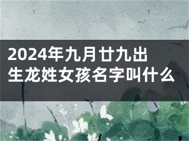 2024年九月廿九出生龙姓女孩名字叫什么