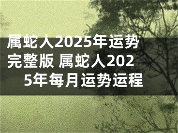 属蛇人2025年运势完整版 属蛇人2025年每月运势运程