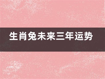 生肖兔未来三年运势