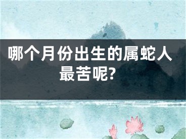 哪个月份出生的属蛇人最苦呢?