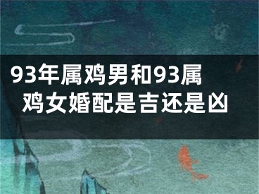 93年属鸡男和93属鸡女婚配是吉还是凶