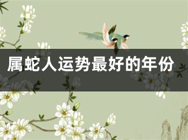 属蛇人运势最好的年份