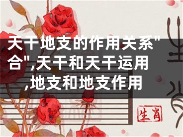 天干地支的作用关系"合",天干和天干运用,地支和地支作用