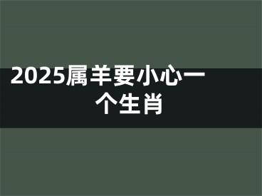 2025属羊要小心一个生肖