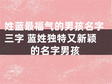 姓蓝最福气的男孩名字三字 蓝姓独特又新颖的名字男孩