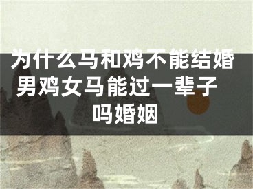 为什么马和鸡不能结婚 男鸡女马能过一辈子吗婚姻
