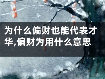 为什么偏财也能代表才华,偏财为用什么意思