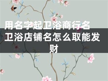 用名字起卫浴商行名 卫浴店铺名怎么取能发财