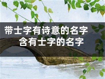 带士字有诗意的名字 含有士字的名字