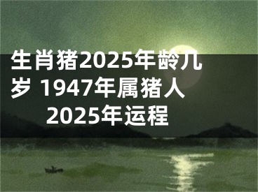 生肖猪2025年龄几岁 1947年属猪人2025年运程