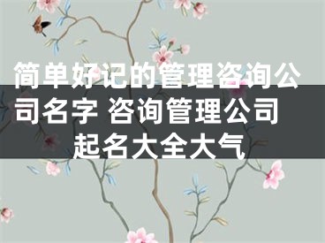 简单好记的管理咨询公司名字 咨询管理公司起名大全大气
