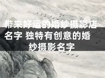 带来好运的婚纱摄影店名字 独特有创意的婚纱摄影名字