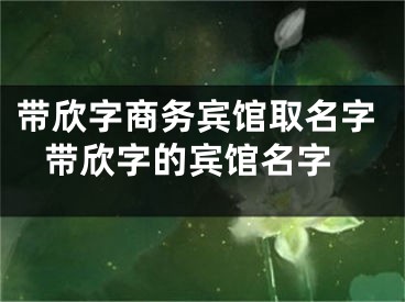 带欣字商务宾馆取名字 带欣字的宾馆名字