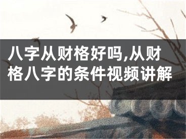 八字从财格好吗,从财格八字的条件视频讲解