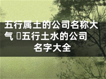 五行属土的公司名称大气 ​五行土水的公司名字大全
