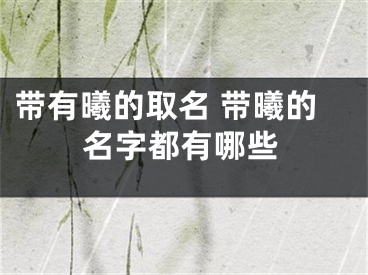 带有曦的取名 带曦的名字都有哪些