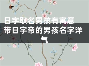 日字取名男孩有寓意 带日字帝的男孩名字洋气