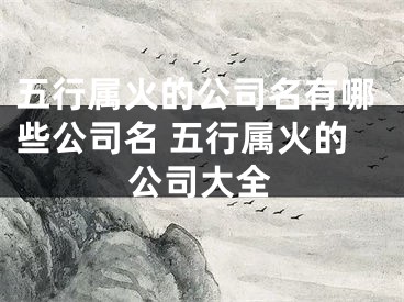 五行属火的公司名有哪些公司名 五行属火的公司大全