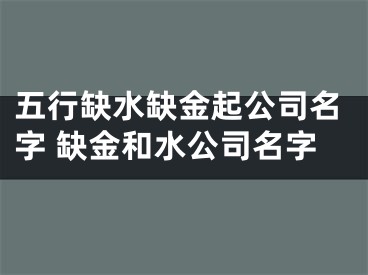 五行缺水缺金起公司名字 缺金和水公司名字