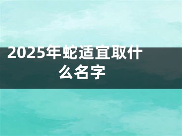 2025年蛇适宜取什么名字 