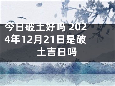 今日破土好吗 2024年12月21日是破土吉日吗