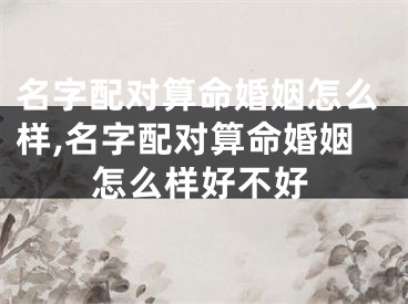 名字配对算命婚姻怎么样,名字配对算命婚姻怎么样好不好