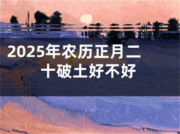 2025年农历正月二十破土好不好