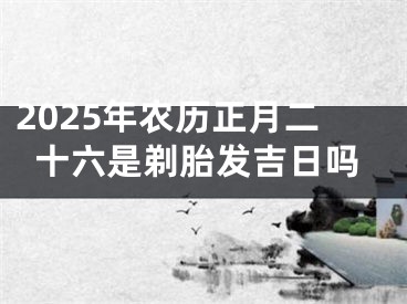 2025年农历正月二十六是剃胎发吉日吗