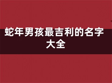 蛇年男孩最吉利的名字大全