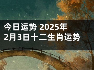 今日运势 2025年2月3日十二生肖运势