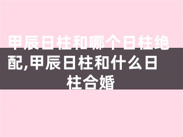 甲辰日柱和哪个日柱绝配,甲辰日柱和什么日柱合婚
