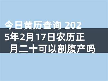 今日黄历查询 2025年2月17日农历正月二十可以剖腹产吗