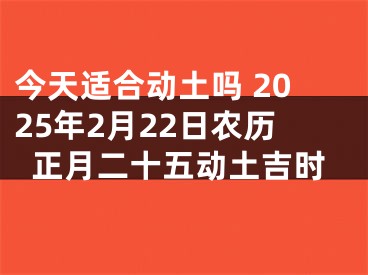 今天适合动土吗 2025年2月22日农历正月二十五动土吉时