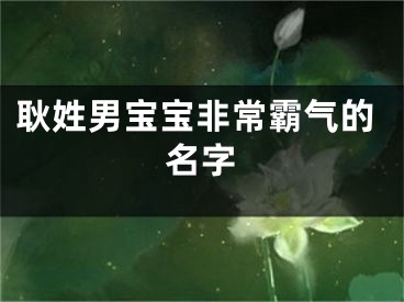 耿姓男宝宝非常霸气的名字