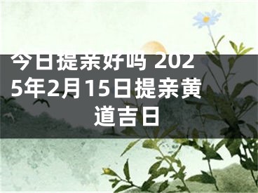 今日提亲好吗 2025年2月15日提亲黄道吉日