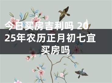 今日买房吉利吗 2025年农历正月初七宜买房吗