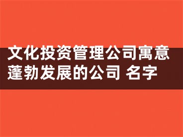 文化投资管理公司寓意蓬勃发展的公司 名字
